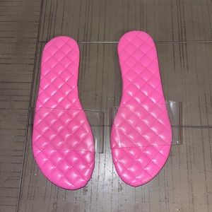 PINK SLIDES WITH CLEAR BAND